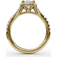Classic Diamond Halo Engagement Ring Setting with Split Pavé Band by Fana - 0.48 Carat Total Diamond Weight
