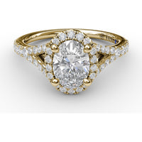 Classic Diamond Halo Engagement Ring Setting with Split Pavé Band by Fana - 0.48 Carat Total Diamond Weight