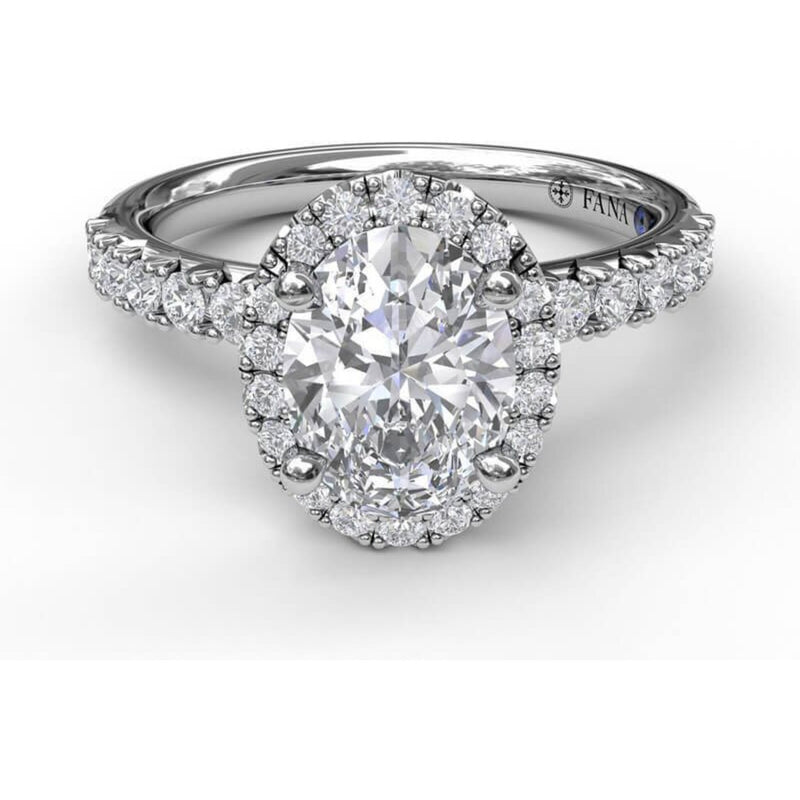 Fana Classic Diamond Halo Engagement Ring with a Gorgeous Side Profile