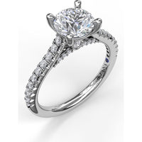 Classic Engagement Ring Setting with Pavé Band and Hidden Halo Detail by Fana - 0.33 Carat Total Diamond Weight