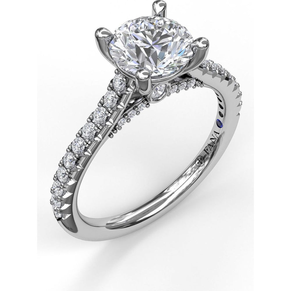 Classic Engagement Ring Setting with Pavé Band and Hidden Halo Detail by Fana - 0.33 Carat Total Diamond Weight
