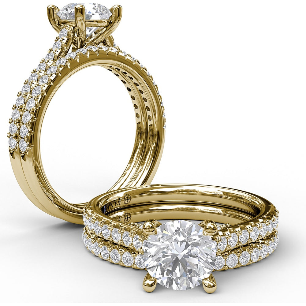 Classic Engagement Ring Setting with Pavé Band and Hidden Halo Detail by Fana - 0.33 Carat Total Diamond Weight