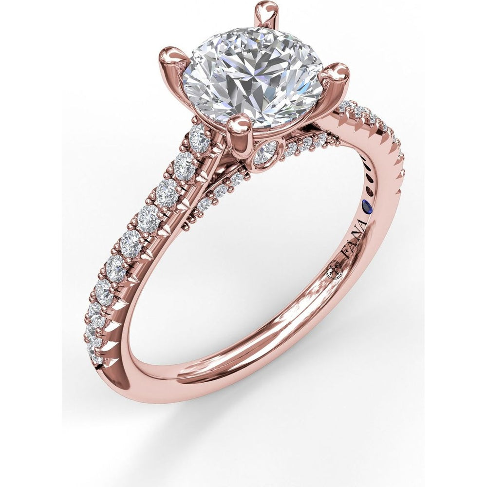 Classic Engagement Ring Setting with Pavé Band and Hidden Halo Detail by Fana - 0.33 Carat Total Diamond Weight