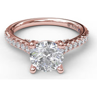 Classic Engagement Ring Setting with Pavé Band and Hidden Halo Detail by Fana - 0.33 Carat Total Diamond Weight