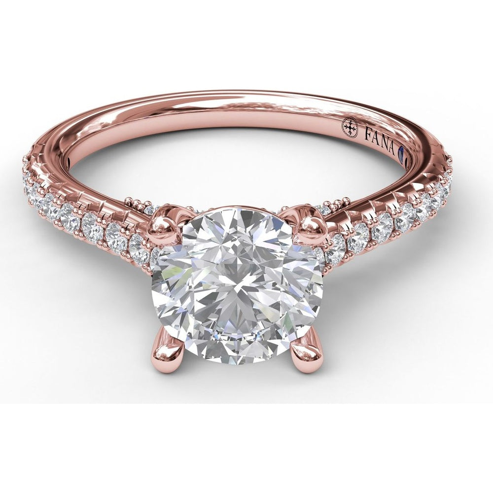 Classic Engagement Ring Setting with Pavé Band and Hidden Halo Detail by Fana - 0.33 Carat Total Diamond Weight