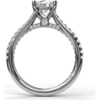 Classic Engagement Ring Setting with Pavé Band and Hidden Halo Detail by Fana - 0.33 Carat Total Diamond Weight