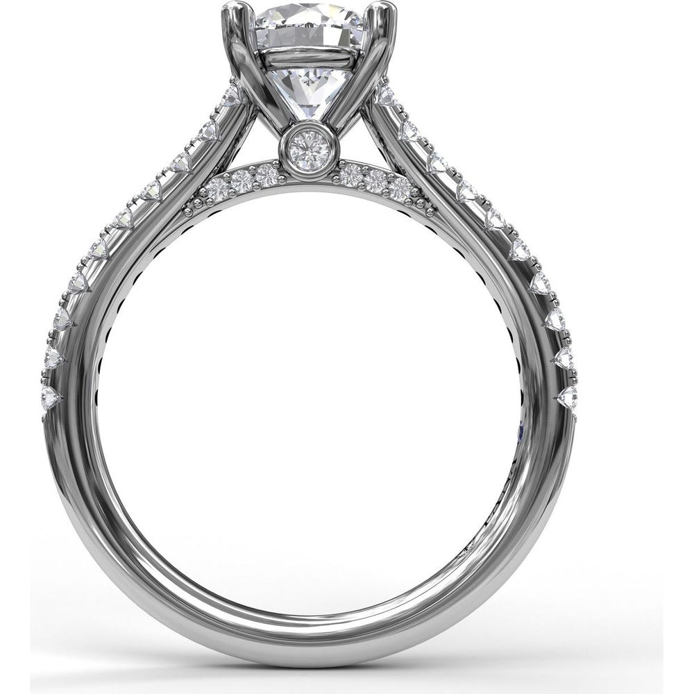 Classic Engagement Ring Setting with Pavé Band and Hidden Halo Detail by Fana - 0.33 Carat Total Diamond Weight