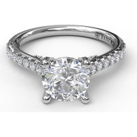 Classic Engagement Ring Setting with Pavé Band and Hidden Halo Detail by Fana - 0.33 Carat Total Diamond Weight