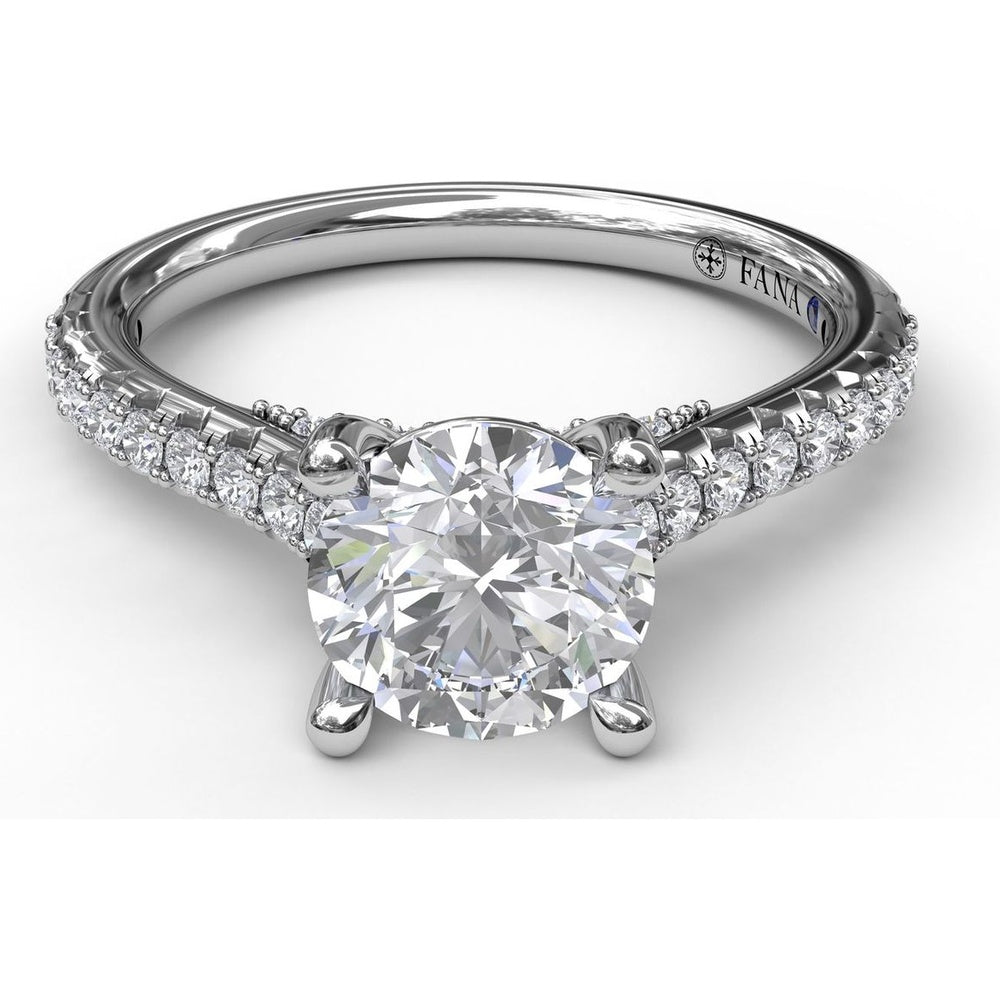 Classic Engagement Ring Setting with Pavé Band and Hidden Halo Detail by Fana - 0.33 Carat Total Diamond Weight