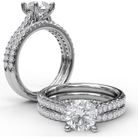 Classic Engagement Ring Setting with Pavé Band and Hidden Halo Detail by Fana - 0.33 Carat Total Diamond Weight