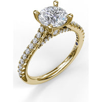 Classic Engagement Ring Setting with Pavé Band and Hidden Halo Detail by Fana - 0.33 Carat Total Diamond Weight