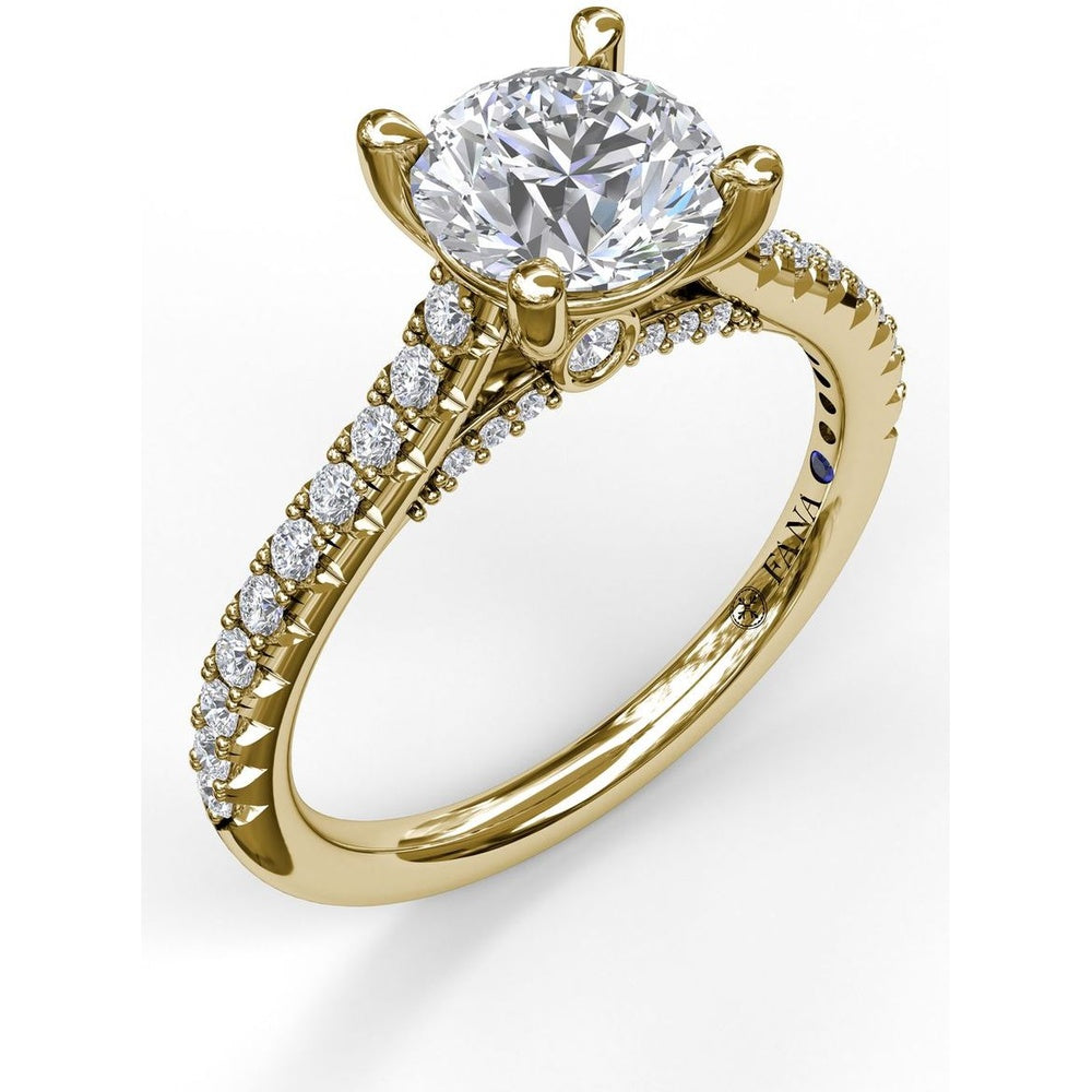 Classic Engagement Ring Setting with Pavé Band and Hidden Halo Detail by Fana - 0.33 Carat Total Diamond Weight