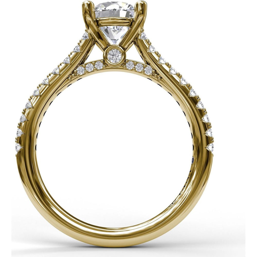 Classic Engagement Ring Setting with Pavé Band and Hidden Halo Detail by Fana - 0.33 Carat Total Diamond Weight