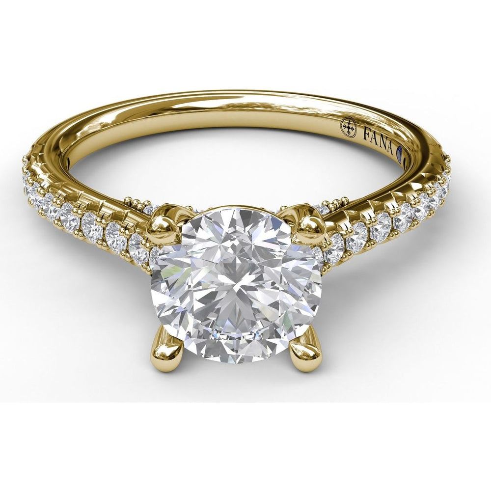 Classic Engagement Ring Setting with Pavé Band and Hidden Halo Detail by Fana - 0.33 Carat Total Diamond Weight