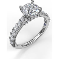 Classic Engagement Ring Setting with Pavé Diamond Band and Four-Prong Round Center Mount - 0.66 Carat Total Side Diamond Weight by Fana