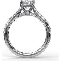 Classic Engagement Ring Setting with Pavé Diamond Band and Four-Prong Round Center Mount - 0.66 Carat Total Side Diamond Weight by Fana