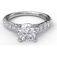 Classic Engagement Ring Setting with Pavé Diamond Band and Four-Prong Round Center Mount - 0.66 Carat Total Side Diamond Weight by Fana