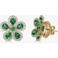 Piranesi - Classic Flower Earrings in Green Tsavorite - 18K White & Yellow Gold