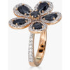 Piranesi - Classic Flower Ring in Black Sapphire - 18K White & Rose Gold