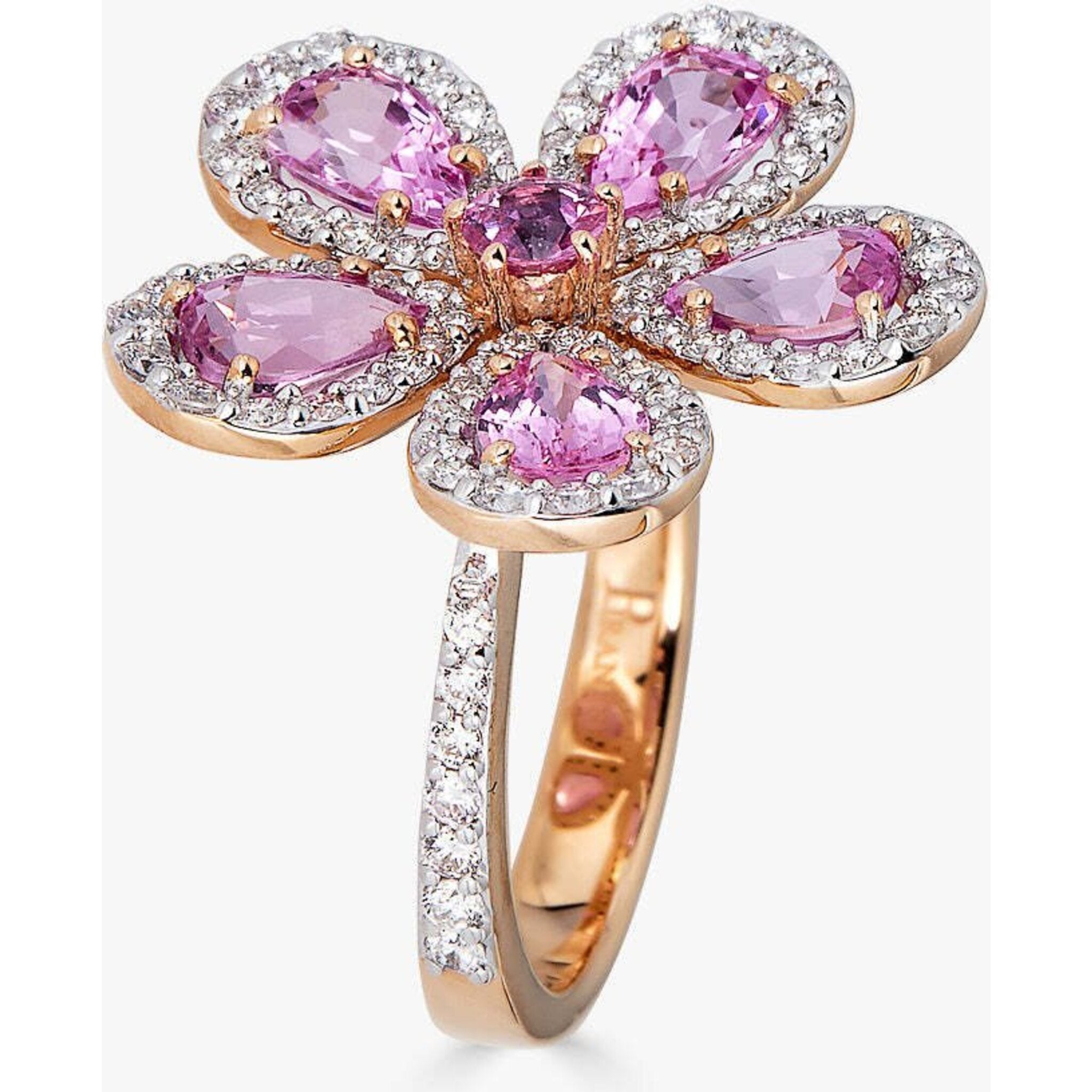 Pink sapphire 2024 flower ring