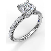 Classic French-Cut Pavé Round Solitaire Engagement Ring Setting with 0.45 Carat Total Diamond Weight by Fana
