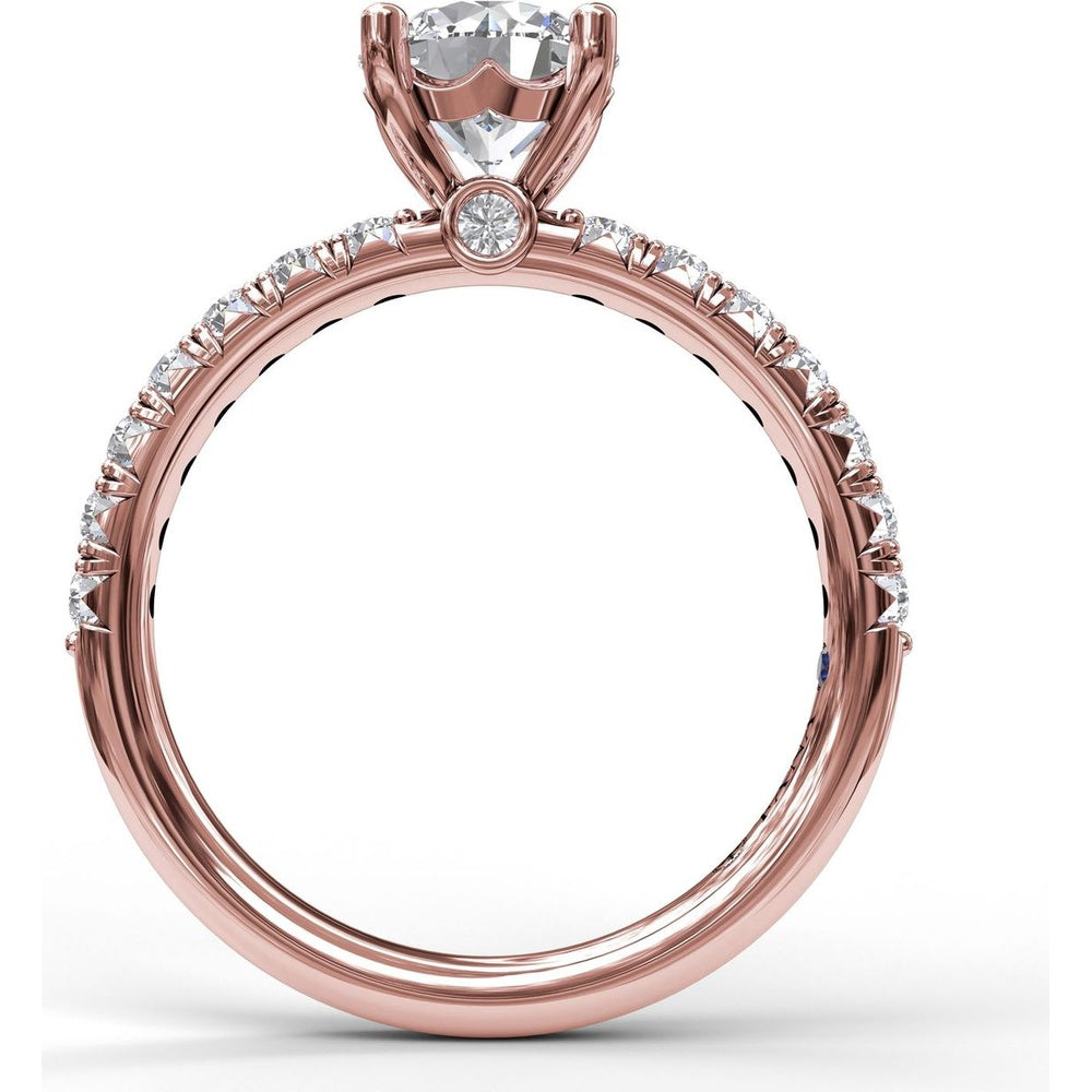Classic French-Cut Pavé Round Solitaire Engagement Ring Setting with 0.45 Carat Total Diamond Weight by Fana