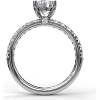 Classic French-Cut Pavé Round Solitaire Engagement Ring Setting with 0.45 Carat Total Diamond Weight by Fana