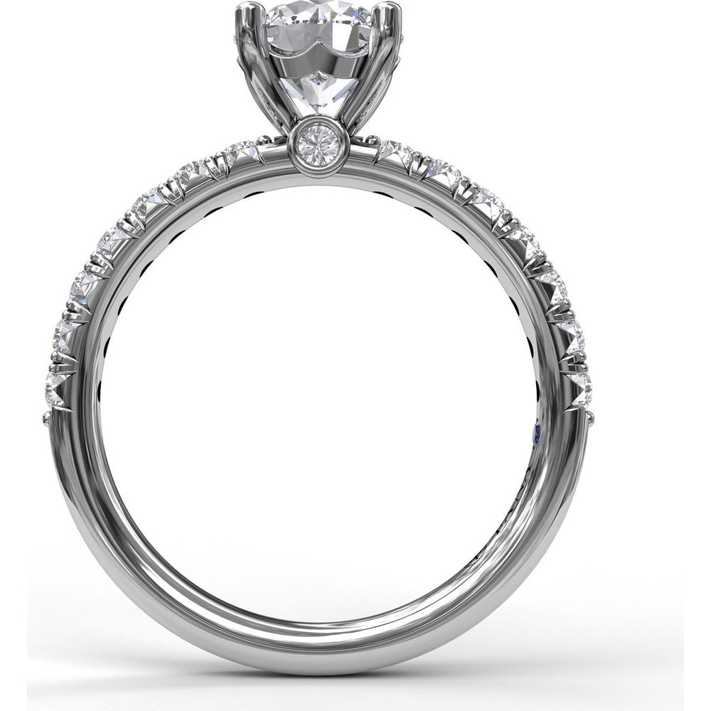 Classic French-Cut Pavé Round Solitaire Engagement Ring Setting with 0.45 Carat Total Diamond Weight by Fana