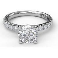 Classic French-Cut Pavé Round Solitaire Engagement Ring Setting with 0.45 Carat Total Diamond Weight by Fana