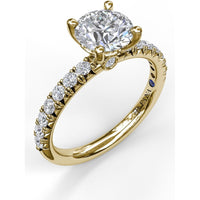 Classic French-Cut Pavé Round Solitaire Engagement Ring Setting with 0.45 Carat Total Diamond Weight by Fana