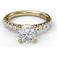 Classic French-Cut Pavé Round Solitaire Engagement Ring Setting with 0.45 Carat Total Diamond Weight by Fana
