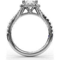 Classic Halo Engagement Ring Setting with Pavé Split Band and Round Diamonds by Fana - 0.51 Carat Total Diamond Weight