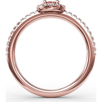 Classic Halo Ring with Oval Ruby and Pavé Set Round Diamonds by Fana - 0.62 Carat Total Gemstone Weight