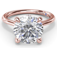 Classic Hidden Halo Diamond Engagement Ring Setting with Four-Prong Round Brilliant Center Mounting - 0.10 Carat Total Pavé Diamond Weight by Fana
