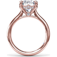 Classic Hidden Halo Diamond Engagement Ring Setting with Four-Prong Round Brilliant Center Mounting - 0.10 Carat Total Pavé Diamond Weight by Fana