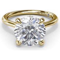 Classic Hidden Halo Diamond Engagement Ring Setting with Four-Prong Round Brilliant Center Mounting - 0.10 Carat Total Pavé Diamond Weight by Fana