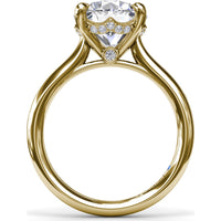 Classic Hidden Halo Diamond Engagement Ring Setting with Four-Prong Round Brilliant Center Mounting - 0.10 Carat Total Pavé Diamond Weight by Fana