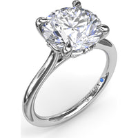 Classic Hidden Halo Diamond Engagement Ring Setting with Four-Prong Round Brilliant Center Mounting - 0.10 Carat Total Pavé Diamond Weight by Fana