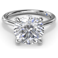 Classic Hidden Halo Diamond Engagement Ring Setting with Four-Prong Round Brilliant Center Mounting - 0.10 Carat Total Pavé Diamond Weight by Fana