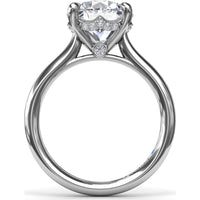 Classic Hidden Halo Diamond Engagement Ring Setting with Four-Prong Round Brilliant Center Mounting - 0.10 Carat Total Pavé Diamond Weight by Fana