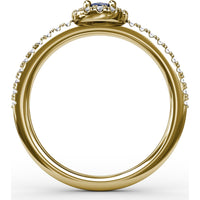 Classic Oval Sapphire Halo Ring with Pavé Diamond Band by Fana - 0.62 Carat Total Gemstone Weight