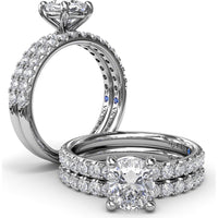 Classic Pavé Cushion Cut Engagement Ring Setting with Diamond Lined Band by Fana - 0.37 Carat Total Diamond Weight