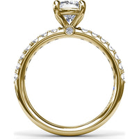 Classic Pavé Cushion Cut Engagement Ring Setting with Diamond Lined Band by Fana - 0.37 Carat Total Diamond Weight