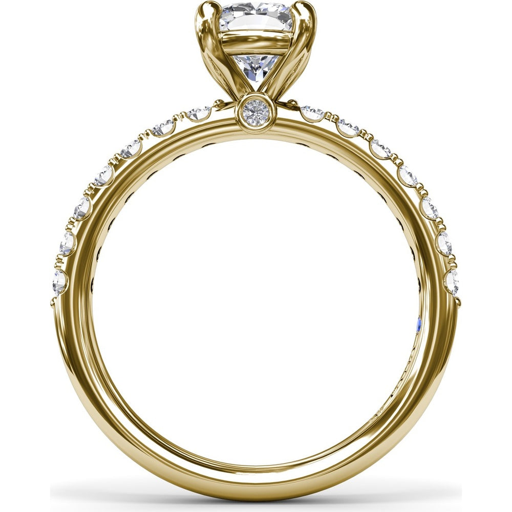 Classic Pavé Cushion Cut Engagement Ring Setting with Diamond Lined Band by Fana - 0.37 Carat Total Diamond Weight