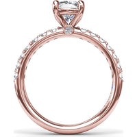 Classic Pavé Cushion Cut Engagement Ring Setting with Diamond Lined Band by Fana - 0.37 Carat Total Diamond Weight