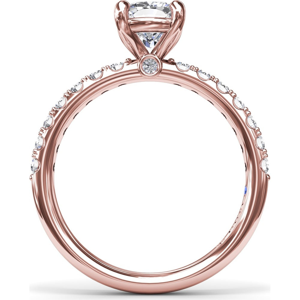 Classic Pavé Cushion Cut Engagement Ring Setting with Diamond Lined Band by Fana - 0.37 Carat Total Diamond Weight