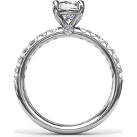 Classic Pavé Cushion Cut Engagement Ring Setting with Diamond Lined Band by Fana - 0.37 Carat Total Diamond Weight