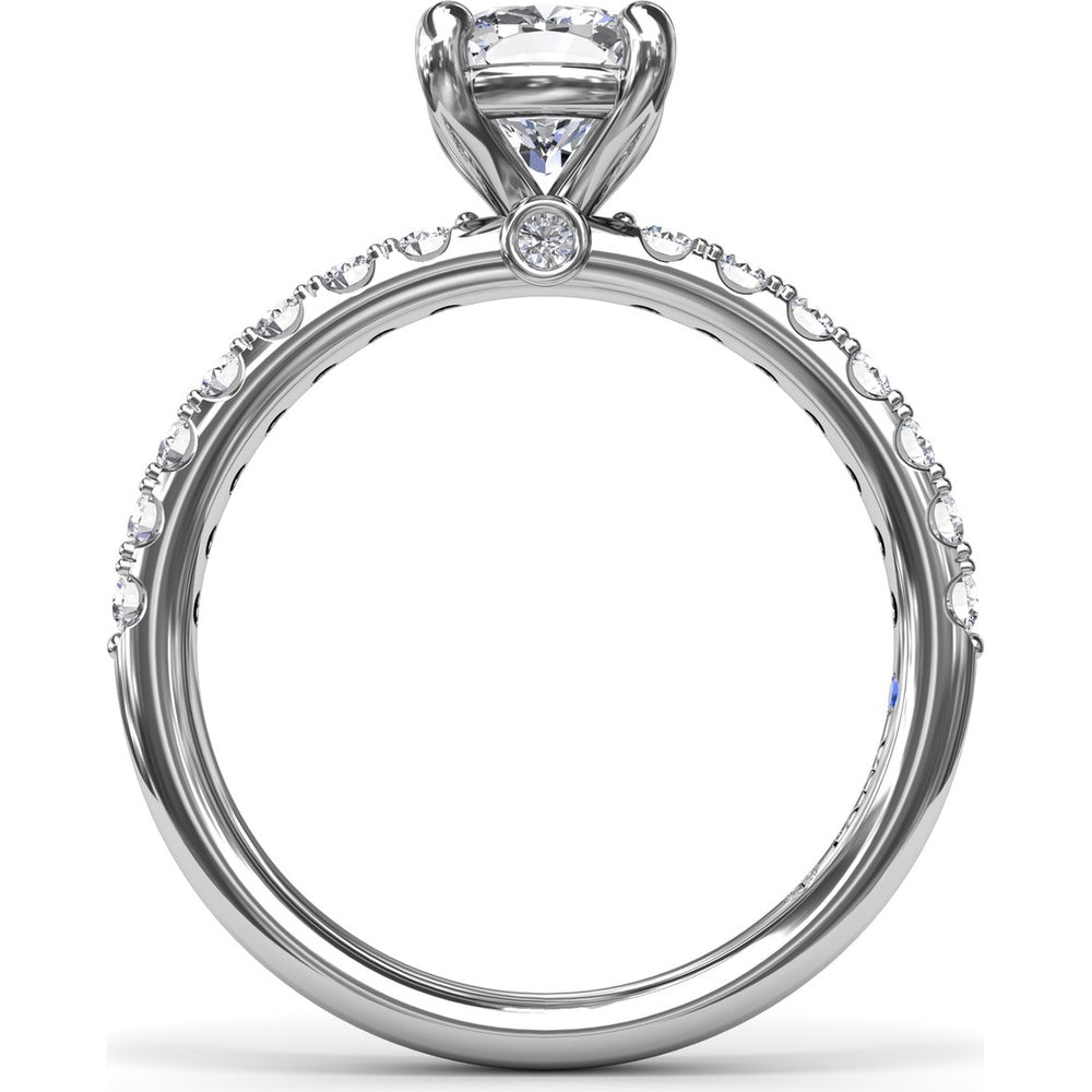 Classic Pavé Cushion Cut Engagement Ring Setting with Diamond Lined Band by Fana - 0.37 Carat Total Diamond Weight