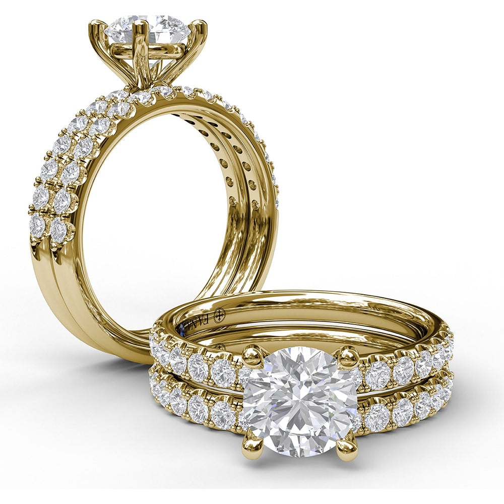 Classic Pavé Engagement Ring Setting with Round Diamond Accents - 0.37 Carat Total Accent Diamond Weight by Fana