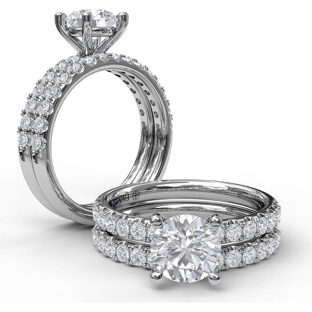 Classic Pavé Engagement Ring Setting with Round Diamond Accents - 0.37 Carat Total Accent Diamond Weight by Fana